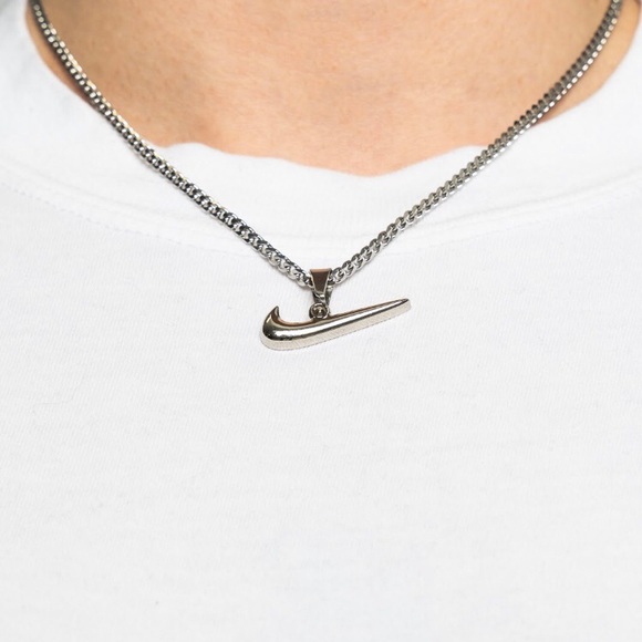 FREE SHIPPING 2x Silver+Gold Nike Swoosh Necklaces - Picture 3 of 11